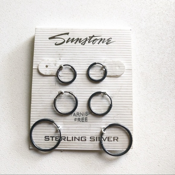 Sunstone Sterling Silver Loop Lot 3 Earrings - Picture 1 of 3